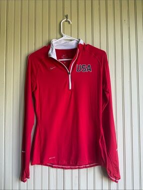 Nike Women's Red USA Dri-FIT Quarter-Zip Pullover